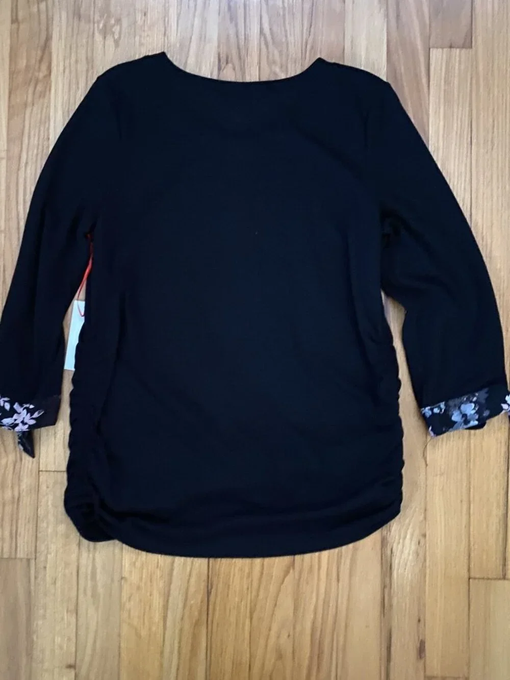 NWT Elle Black Top with Removable Floral Scarf